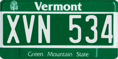 VT license plate XVN534