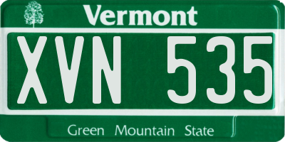 VT license plate XVN535