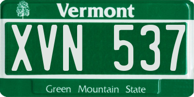 VT license plate XVN537