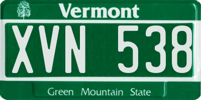 VT license plate XVN538