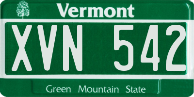 VT license plate XVN542