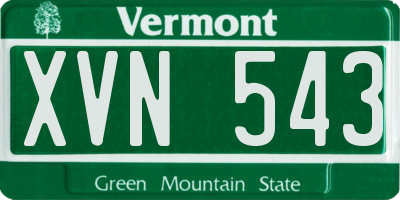 VT license plate XVN543