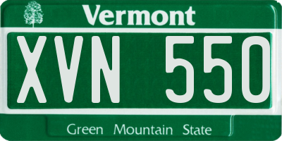 VT license plate XVN550