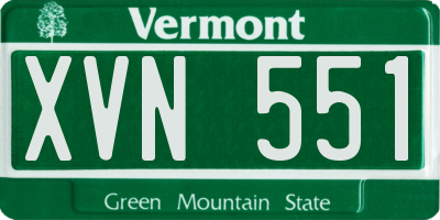 VT license plate XVN551