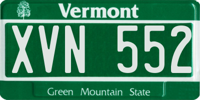 VT license plate XVN552