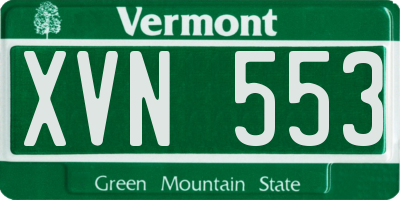 VT license plate XVN553
