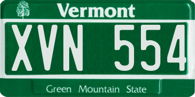 VT license plate XVN554