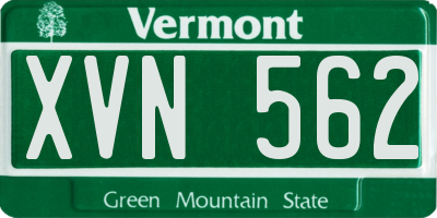 VT license plate XVN562