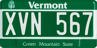 VT license plate XVN567