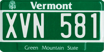 VT license plate XVN581