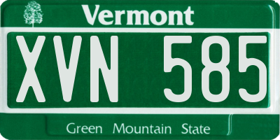 VT license plate XVN585