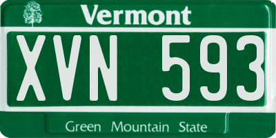 VT license plate XVN593