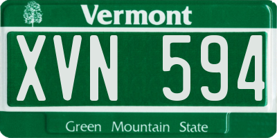 VT license plate XVN594