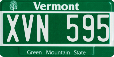 VT license plate XVN595