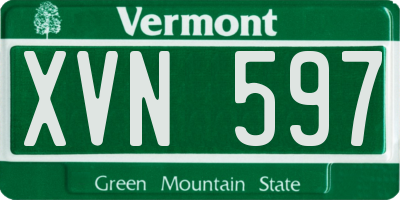 VT license plate XVN597