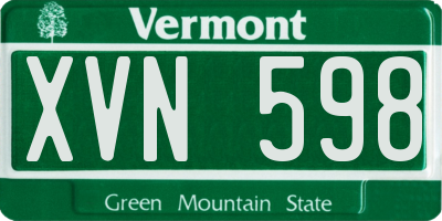 VT license plate XVN598