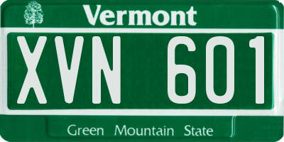 VT license plate XVN601