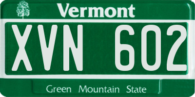 VT license plate XVN602