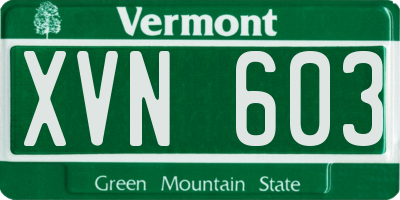VT license plate XVN603