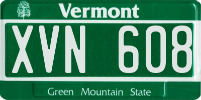 VT license plate XVN608