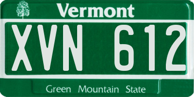 VT license plate XVN612