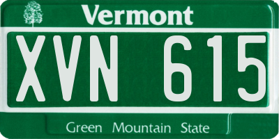 VT license plate XVN615