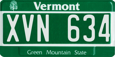 VT license plate XVN634