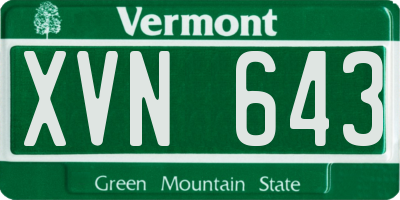 VT license plate XVN643