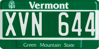 VT license plate XVN644