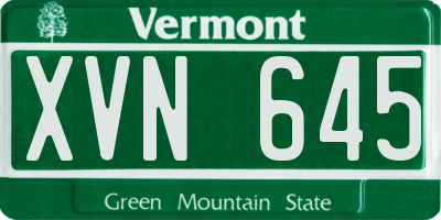 VT license plate XVN645