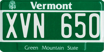 VT license plate XVN650
