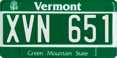 VT license plate XVN651