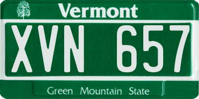 VT license plate XVN657