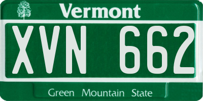 VT license plate XVN662