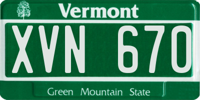 VT license plate XVN670