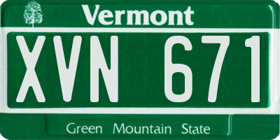VT license plate XVN671
