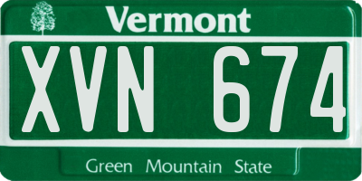 VT license plate XVN674