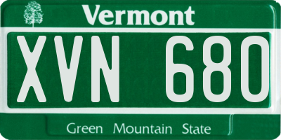 VT license plate XVN680