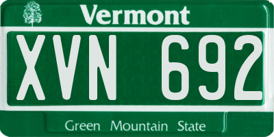 VT license plate XVN692