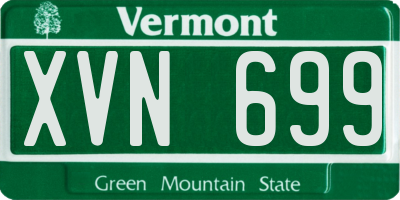 VT license plate XVN699