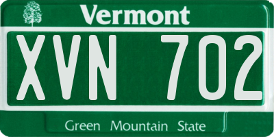 VT license plate XVN702