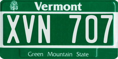 VT license plate XVN707