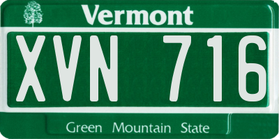 VT license plate XVN716