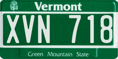 VT license plate XVN718