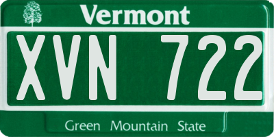 VT license plate XVN722