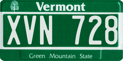 VT license plate XVN728