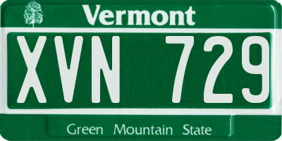 VT license plate XVN729