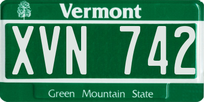 VT license plate XVN742