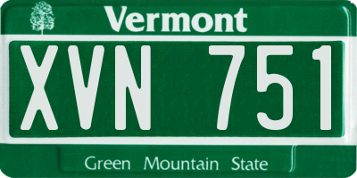 VT license plate XVN751