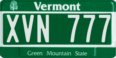 VT license plate XVN777